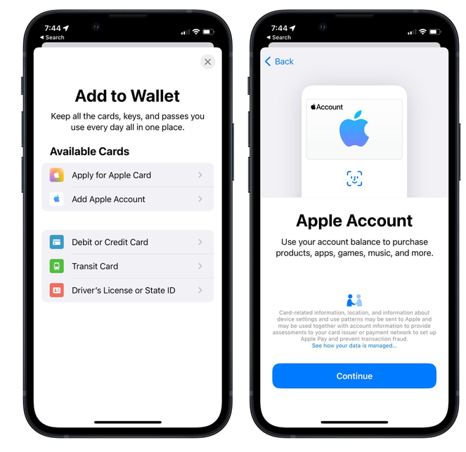 四川苹果手机维修分享iOS 15.5钱包App如何添加 Apple 账户 